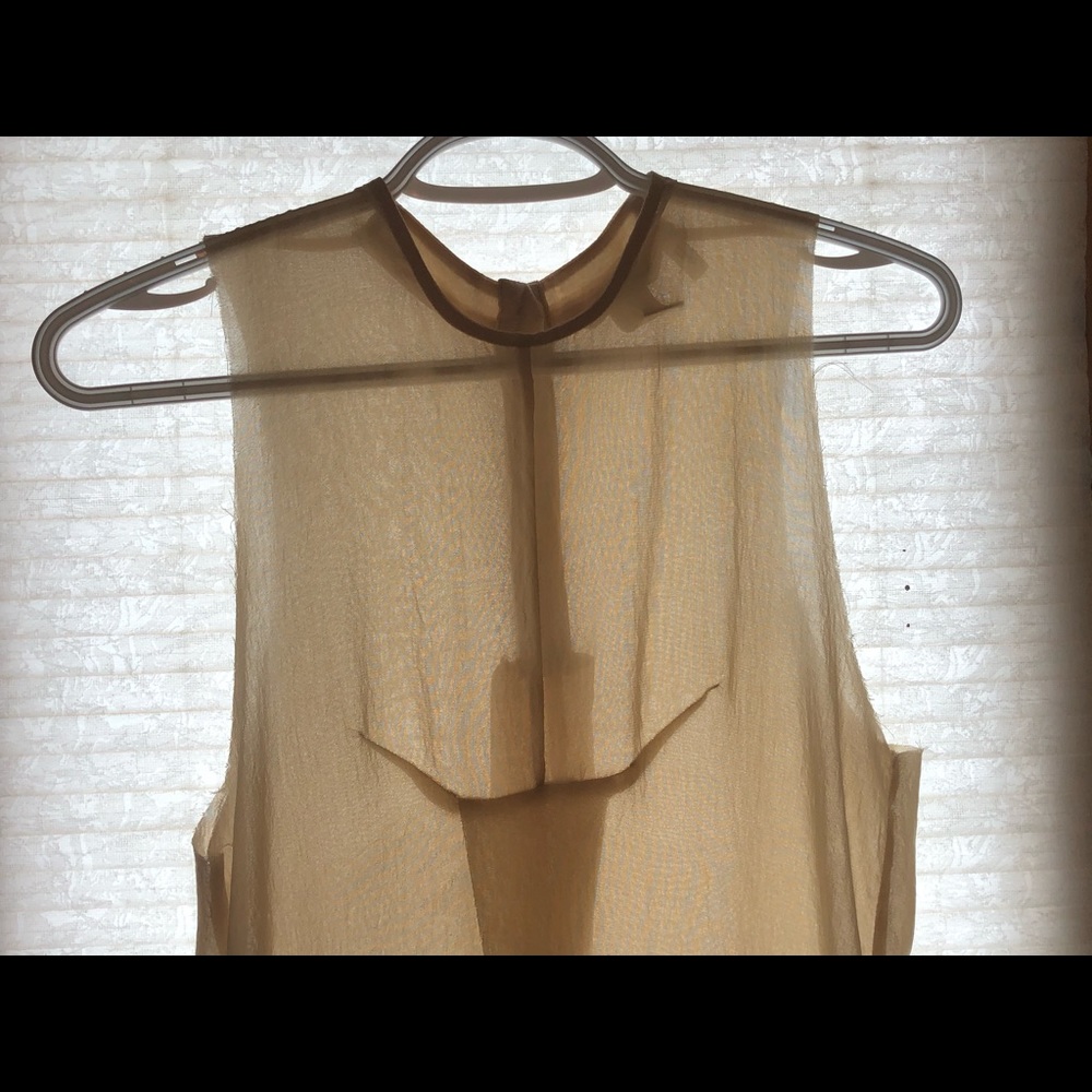 Ankle Length Cream Sheer Cover Up With Front Slit - Picture 2 of 4